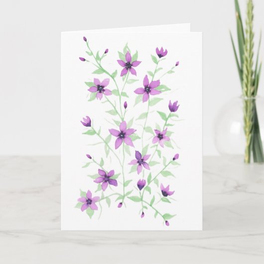 Paarse bloemen op de wijnstok kaart (Voorkant)
