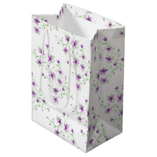 Paarse bloemen op de wijnstok medium cadeauzakje