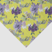 Paarse Bloemen op Gele Waterverf Tissuepapier (Detail)