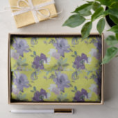 Paarse Bloemen op Gele Waterverf Tissuepapier (Geschenk)