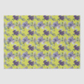 Paarse Bloemen op Gele Waterverf Tissuepapier (Voorkant)