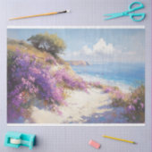 Paarse bloemen op het strand Decoupage Tissuepapier (Craft)
