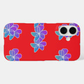 Paarse bloemen op rood Case-Mate iPhone case (Achterkant (horizontaal))
