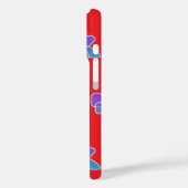 Paarse bloemen op rood Case-Mate iPhone case (Achterkant / Links)