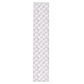 Paarse bloemen op wit patroon medium tafelloper (Voorkant)