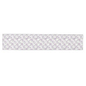 Paarse bloemen op wit patroon medium tafelloper (Horizontaal)