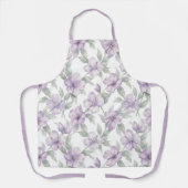Paarse bloemen op wit patroon schort (Voorkant)