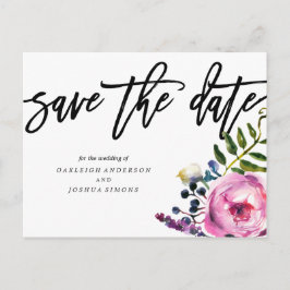  paarse bloemen opslaan de datum Briefkaart
