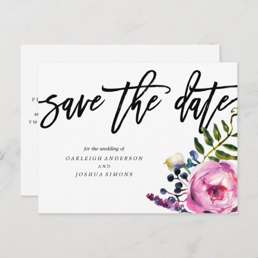 paarse bloemen opslaan de datum Briefkaart (Voorkant / Achterkant)