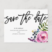 paarse bloemen opslaan de datum Briefkaart (Voorkant)