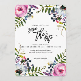  paarse bloemen opslaan van de datum save the date