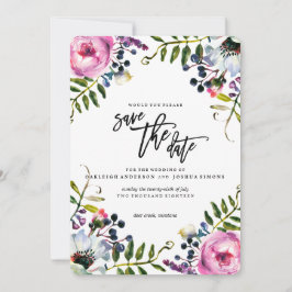  paarse bloemen opslaan van de datum save the date