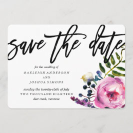  paarse bloemen opslaan van het datumscript save the date
