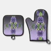 Paarse Bloemen Oven Mitt & Pot Houder Set (Voorkant)