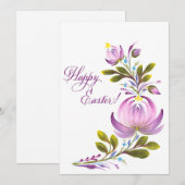 Paarse Bloemen Paaszegeningen Feestdagenkaart (Voorkant / Achterkant)