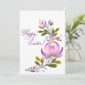 Paarse Bloemen Paaszegeningen Feestdagenkaart (Staand voorkant)