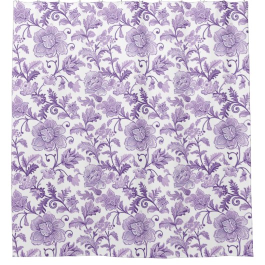Paarse Bloemen Paisley Douchegordijn (Voorkant)