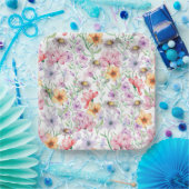 Paarse bloemen  papieren bordje (Feest)