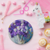   paarse bloemen papieren bordje (Feest)