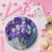   paarse bloemen papieren bordje (Feest)