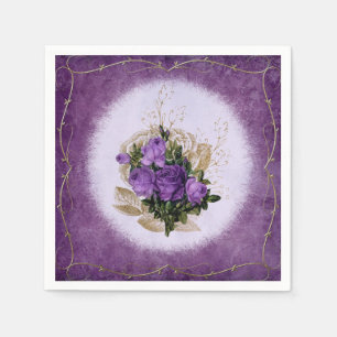 Paarse Bloemen Papieren Servetten