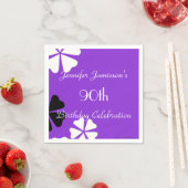 Paarse Bloemen Papieren servetten, 90ste Verjaarda Servetten (Insitu)
