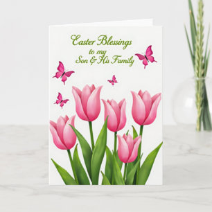 Paarse bloemen Pasen-zegenkaart Kaart