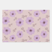Paarse bloemen patronen inpakpapier vel (Voorkant 2)