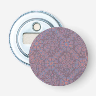Paarse Bloemen Patroon Button Flesopener