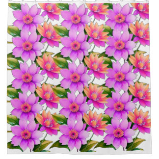 Paarse bloemen patroon douchegordijn