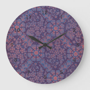 Paarse Bloemen Patroon Grote Klok
