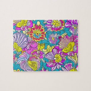 Paarse Bloemen patroon Legpuzzel