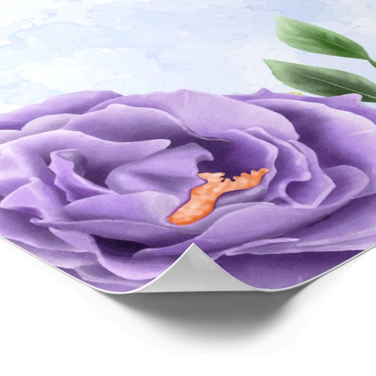 Paarse Bloemen Pensioen Party Welkomstbord Poster (Hoek)