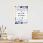 Paarse Bloemen Pensioen Party Welkomstbord Poster (Keuken)