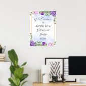 Paarse Bloemen Pensioen Party Welkomstbord Poster (Thuiskantoor)