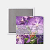Paarse Bloemen Persoonlijke Trouwdag Magneet (Voorkant / Achterkant)