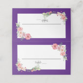 Paarse Bloemen Plaatskaartje (Buitenkant ongevouwen)