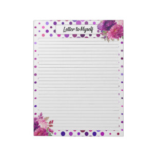 Paarse Bloemen Polka Dots _ Brief aan Mijzelf Notitieblok