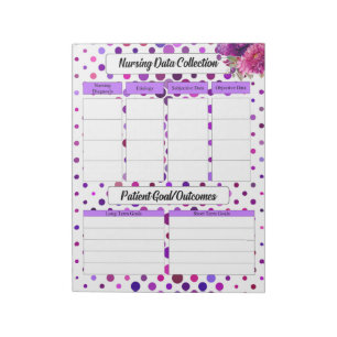 Paarse Bloemen Polka Dots _ Verpleegkunde Data Col Notitieblok