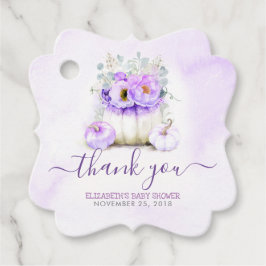 Paarse Bloemen Pompoenen Baby shower Dank u Bedankjes Labels