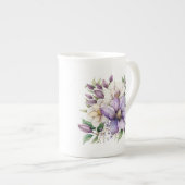 Paarse Bloemen  Porselein Kop (Voorkant rechts)