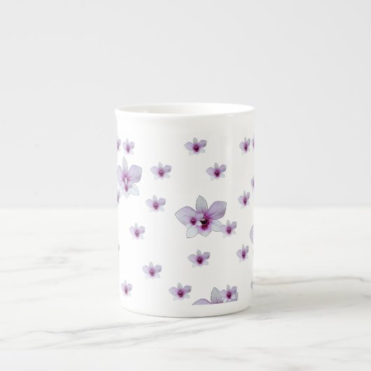 Paarse Bloemen Porselein Kop (Voorkant)