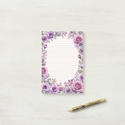 Paarse bloemen. post-it® notes (Op bureau)