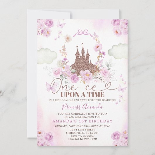 Paarse Bloemen Prinses Koninklijk Kasteel 1e Verja Kaart (Voorkant)