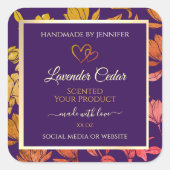 Paarse Bloemen Product Verpakkingsetiketten met Ha Vierkante Sticker (Voorkant)