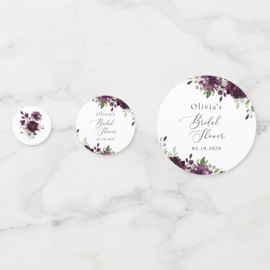 Paarse Bloemen, Pruim Bloemen, Boho, Bruidsfeest Confetti (Voorkanten)