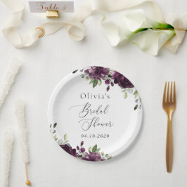 Paarse Bloemen, Pruim Bloemen, Boho, Bruidsfeest Papieren Bordje