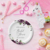 Paarse Bloemen, Pruim Bloemen, Boho, Bruidsfeest Papieren Bordje (Feest)