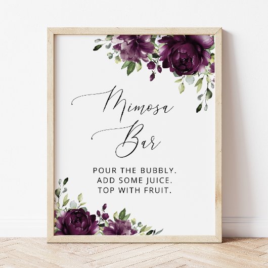 Paarse Bloemen, Pruim Bloemen, Boho, Mimosa Bar  Poster