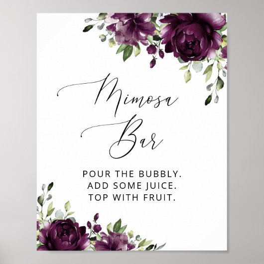 Paarse Bloemen, Pruim Bloemen, Boho, Mimosa Bar  Poster (Voorkant)